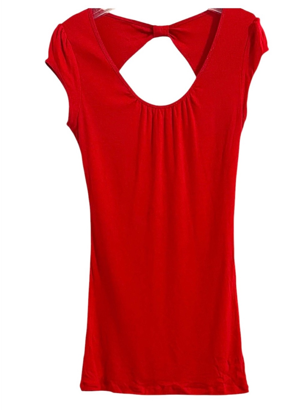 Express Sexy Basic Tee Coral Red Cutout Bow Back Mini Dress Size M
